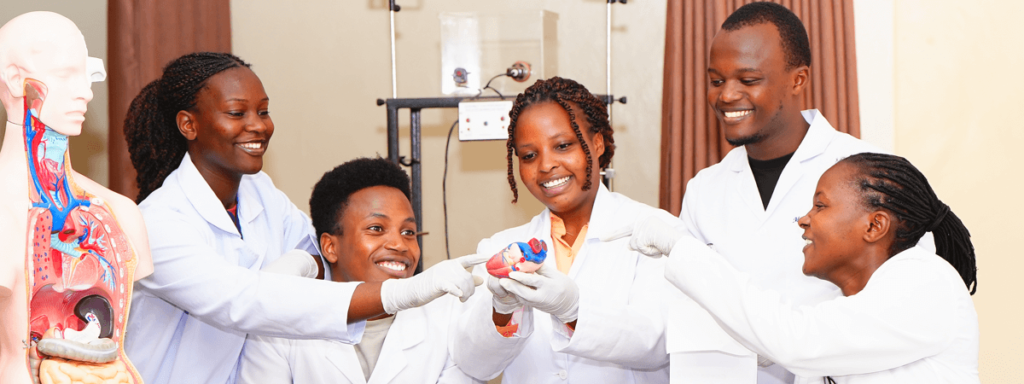 Mount Kenya University bachelor of medicine and bachelor of surgery students during one of their practical's at the laboratory